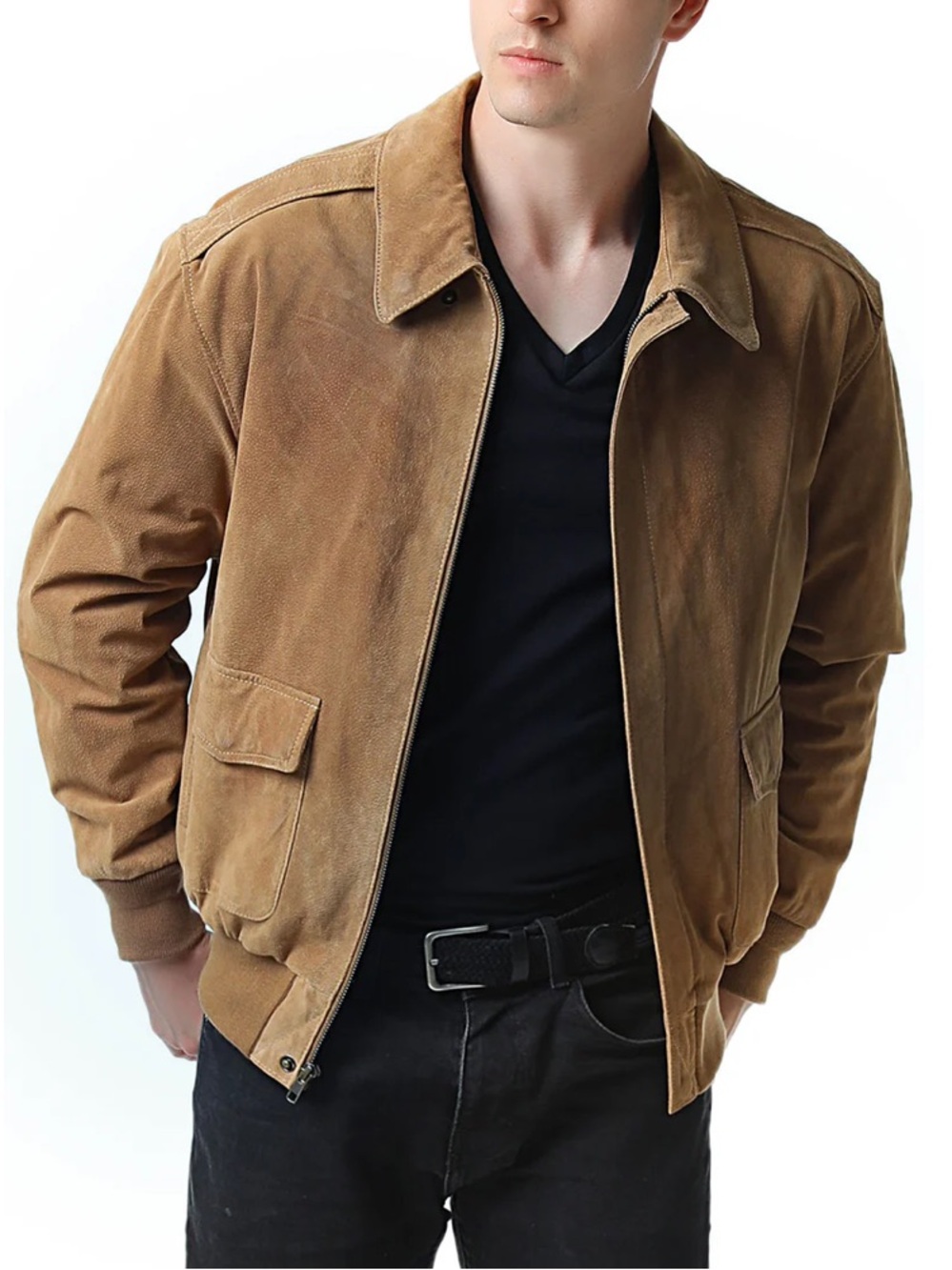 Vintage ✨ Oversized Suede Bomber in Chestnut Brown